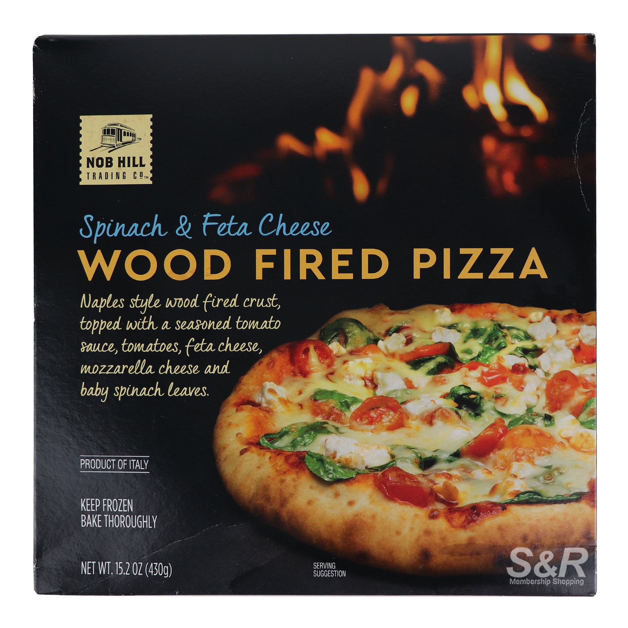 Nob Hill Trading Co. Spinach and Feta Cheese Wood Fired Pizza 430g Nob Hill Trading Co. Spinach and Feta Cheese Wood Fired Pizza 430g